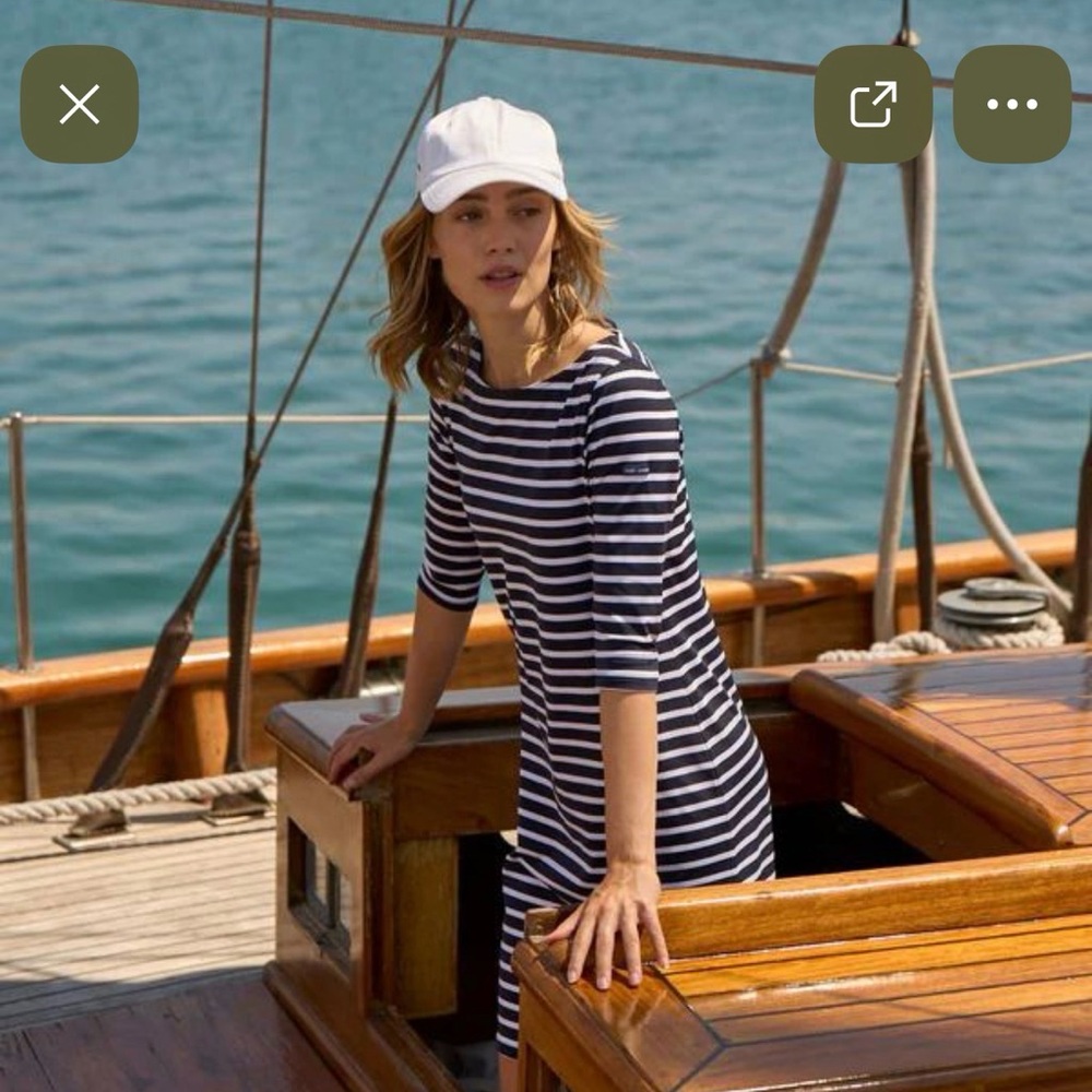 LaurenRalph Lauren striped nautical jersey dress,short sleeve sailorstyle collar
